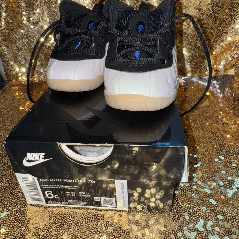 Nike Kids Foamposite One Black and White Shoes